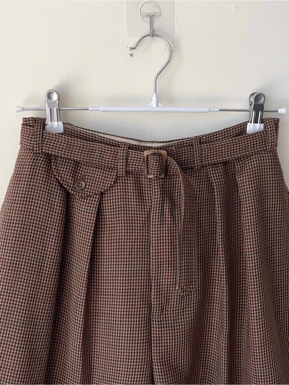 Vintage Ralph Lauren Blue Label 100% Wool Houndstooth Shorts Sz 10 Pleated MiUSA - Picture 5 of 16